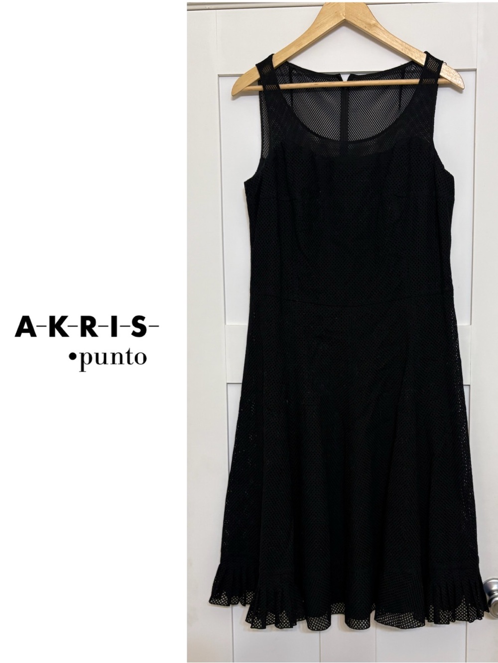 Akris Punto Sleeveless black Mesh Fit and Flare Dress